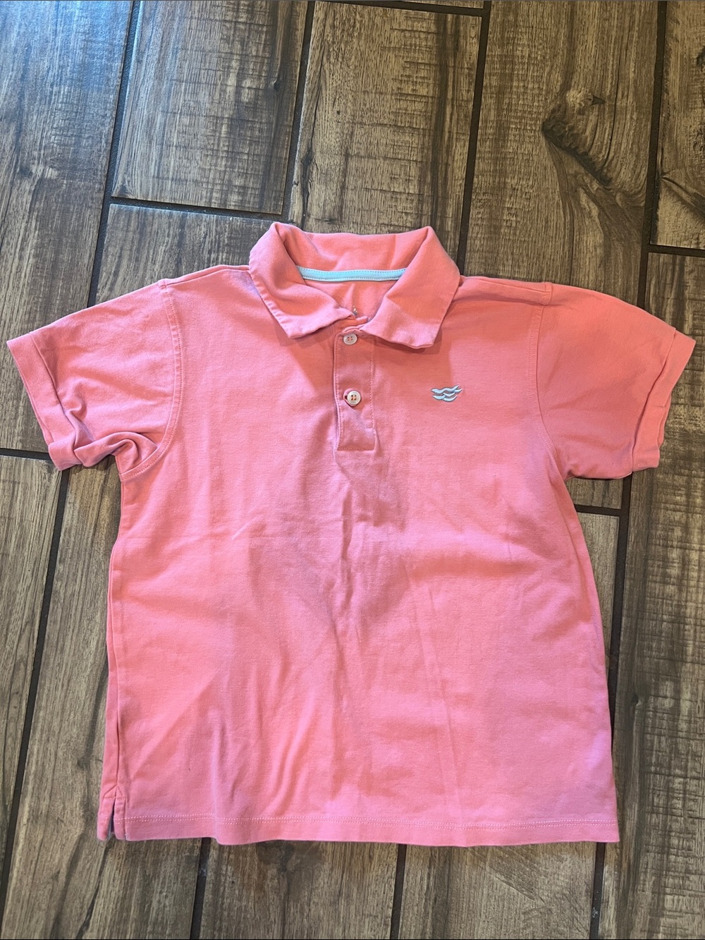 Henry Duvall Short Sleeve Polo in Coral Pink with Embroidered Chest Motif